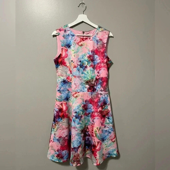 Melanie Lyne Floral Sleeveless Fit & Flare Lined Dress - Picture 1 of 12